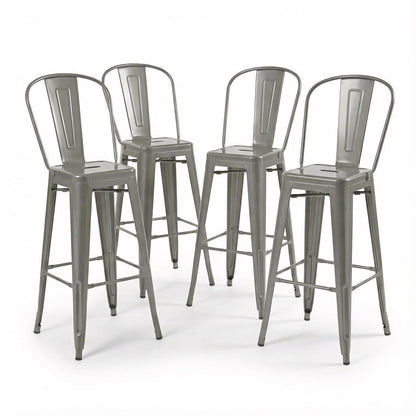 Bistro Pack Of 4 30 Silver Bar Chairs