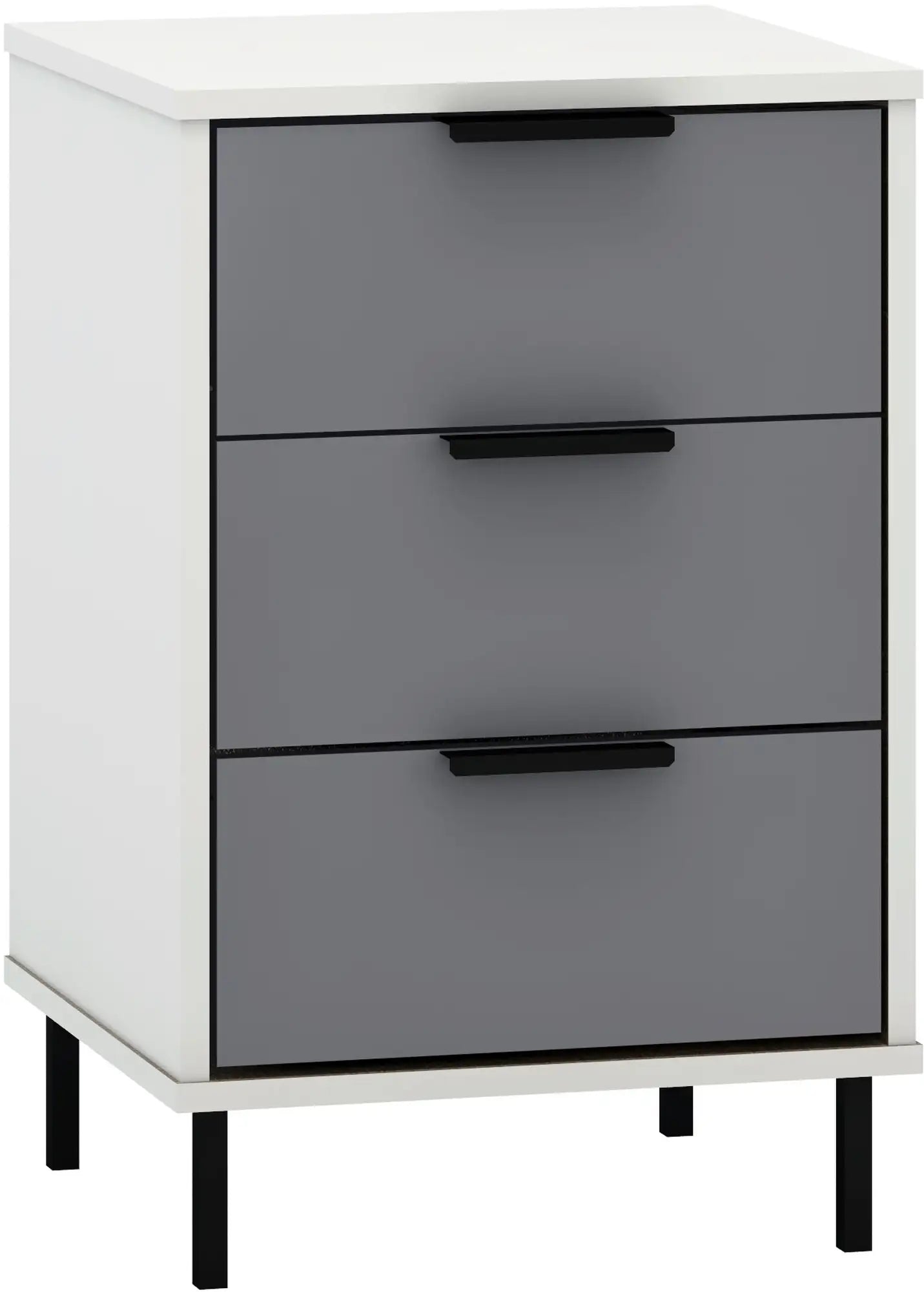 Madrid 3 Drawer Bedside   Greywhite Gloss 2022  F01