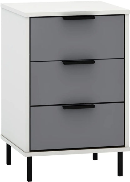 Madrid 3 Drawer Bedside   Greywhite Gloss 2022  F01