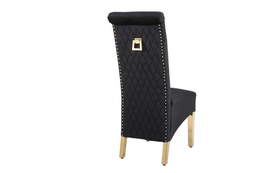 Sofia Black & Gold Square Knocker Dining Chair (Set of 2)