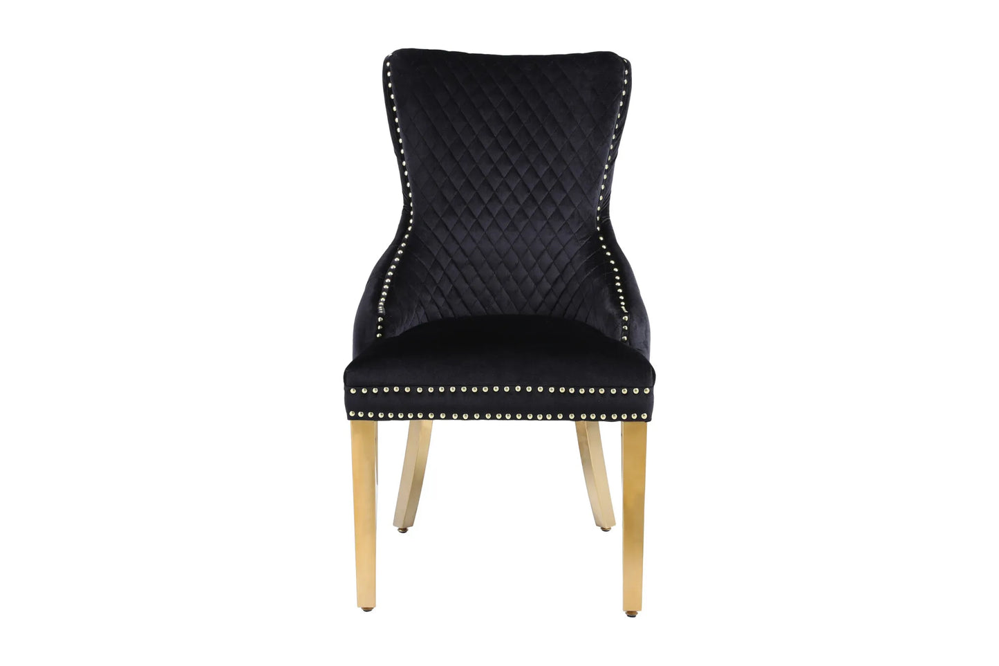Victoria Black & Gold Lion Knocker Dining Chair (Set of 2)