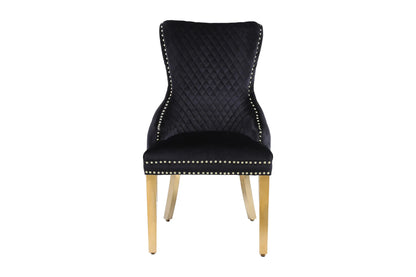 Victoria Black & Gold Lion Knocker Dining Chair (Set of 2)