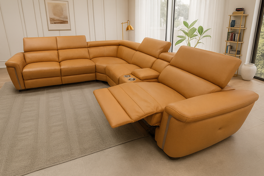 Somerville Electric Recliner Sofa – Tan Large Corner