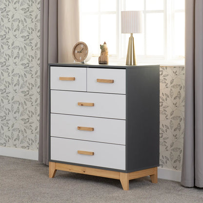Cleveland 3+2 Drawer Chest   Whitegrey Metal Effect 2024  08
