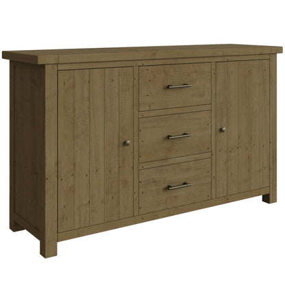 Saltash Large Sideboard 2 Door 3 Drawer - Solid Reclaimed Natural Pine