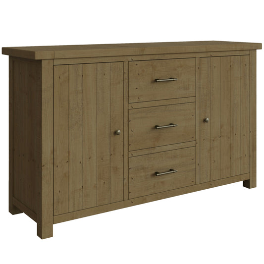 Saltash Large Sideboard 2 Door 3 Drawer - Solid Reclaimed Natural Pine