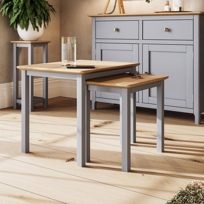 Taberno Oak Nest Of 2 Tables Dove Grey