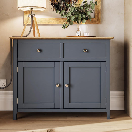 Taberno Oak 2 Door 2 Drawer Sideboard Graphite Blue
