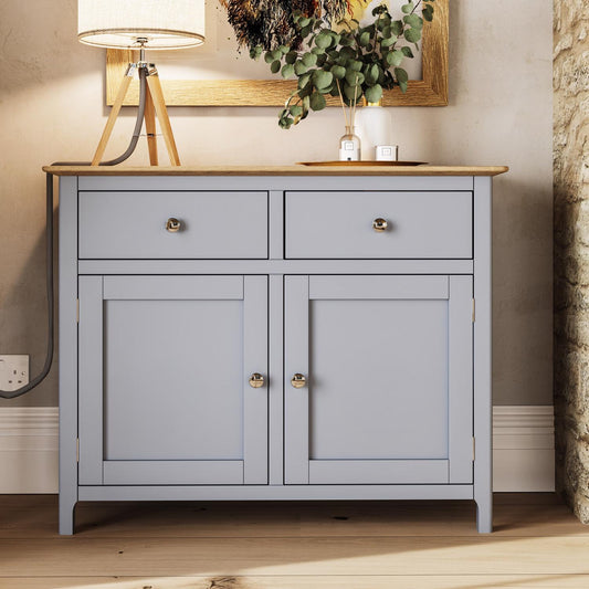 Taberno Oak 2 Door 2 Drawer Sideboard Dove Grey
