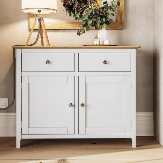 Taberno Oak 2 Door 2 Drawer Sideboard Linen White