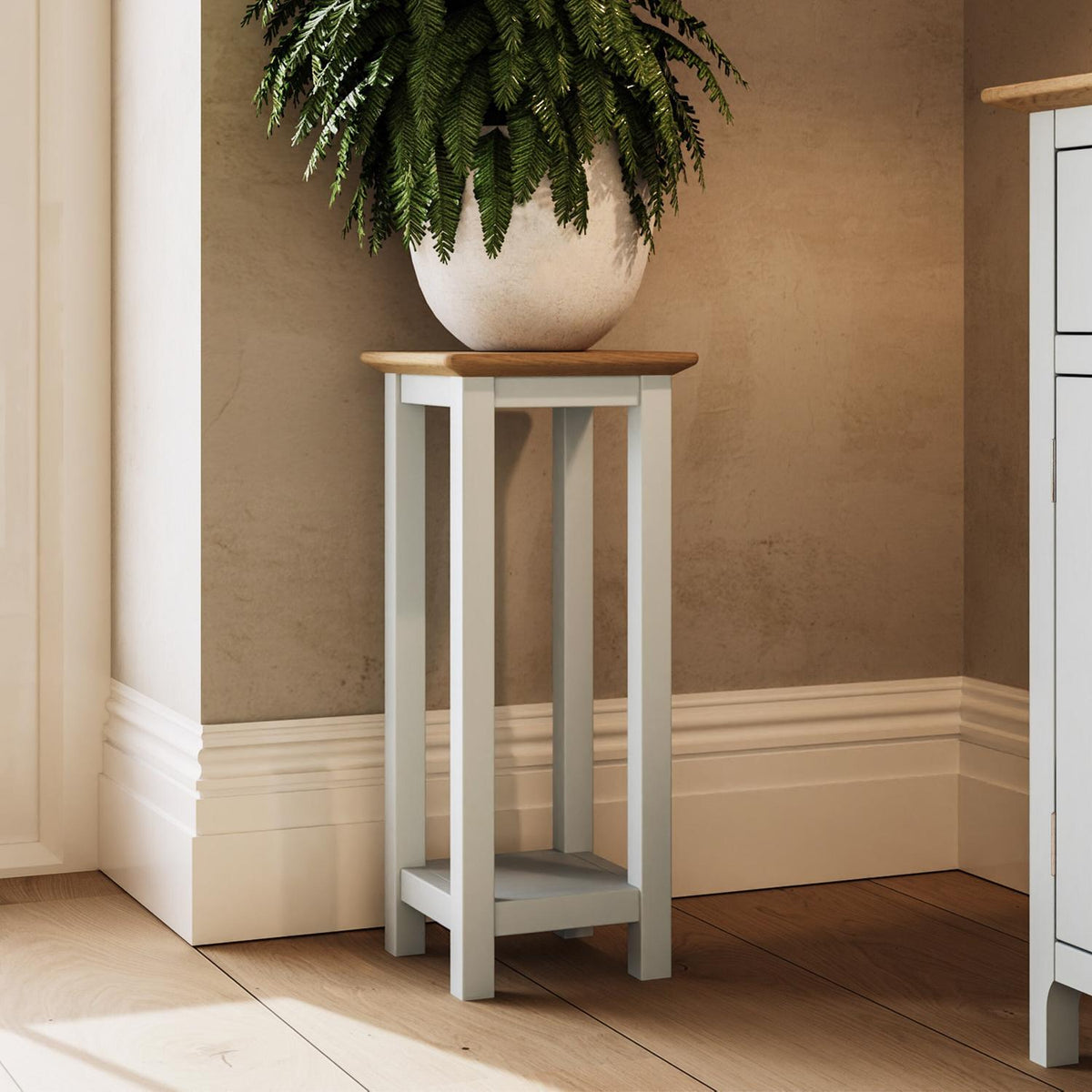 Taberno Oak End Side Table Linen White