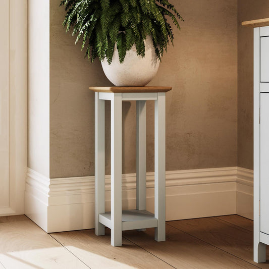 Taberno Oak End Side Table Linen White
