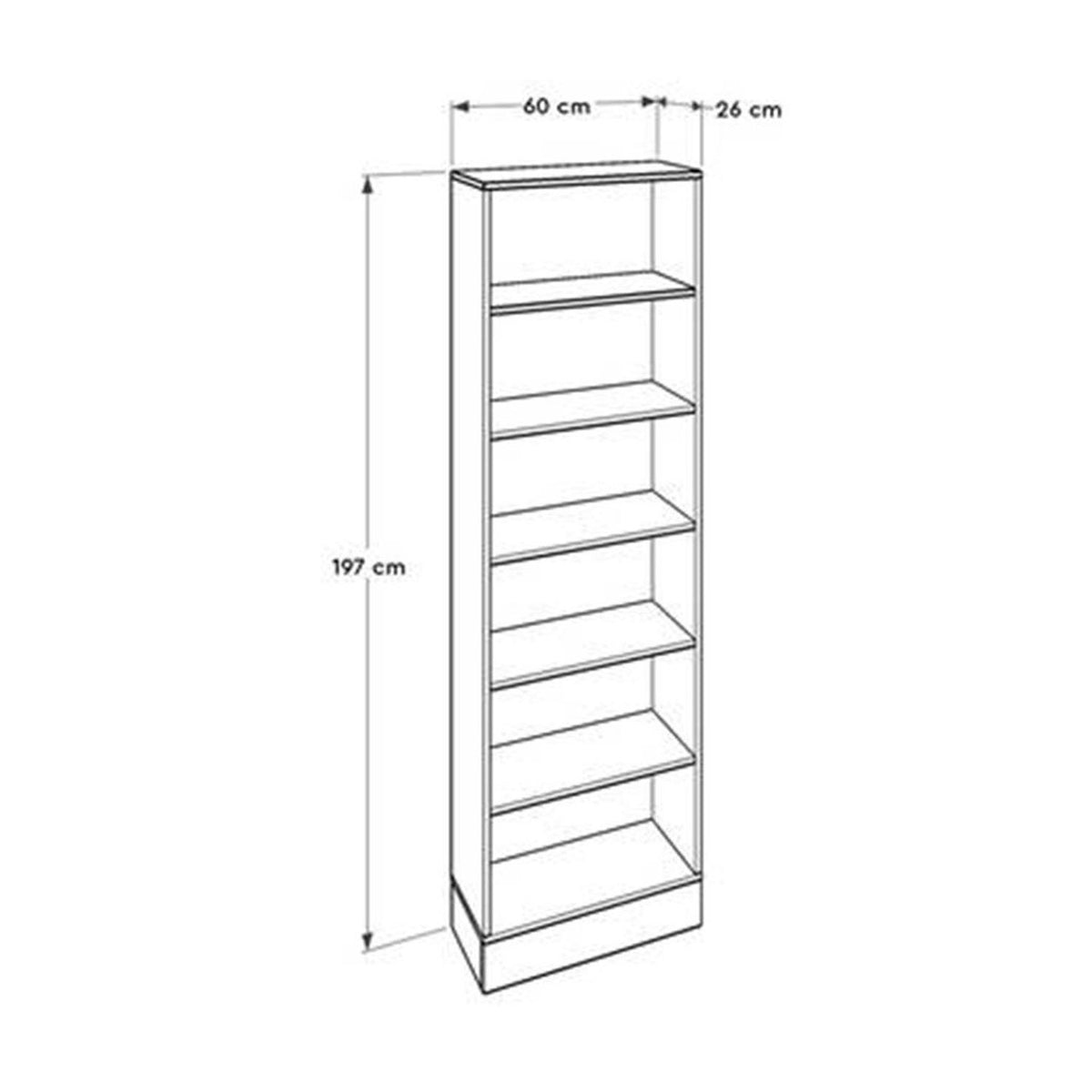 Adore Teen White & Oak 6 Tier Bookcase Shelving Unit