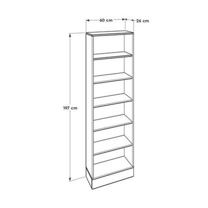Adore Teen White & Oak 6 Tier Bookcase Shelving Unit