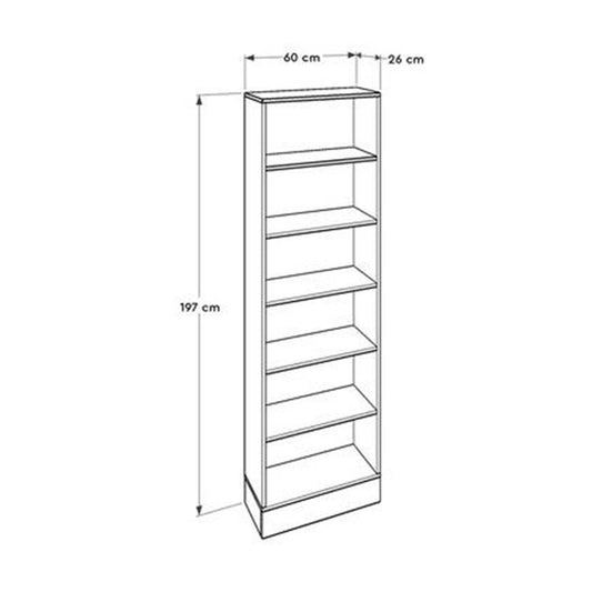 Adore Teen White & Oak 6 Tier Bookcase Shelving Unit