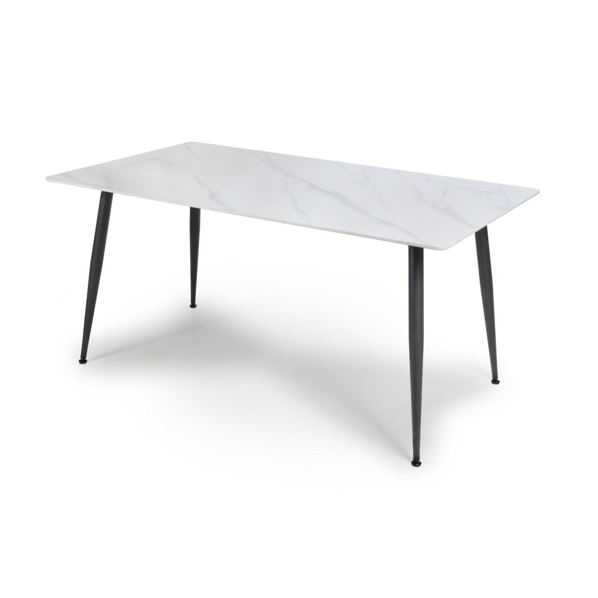 Monaco White Sintered Stone Dining Table With 4 Flaxen Upholstered Chairs