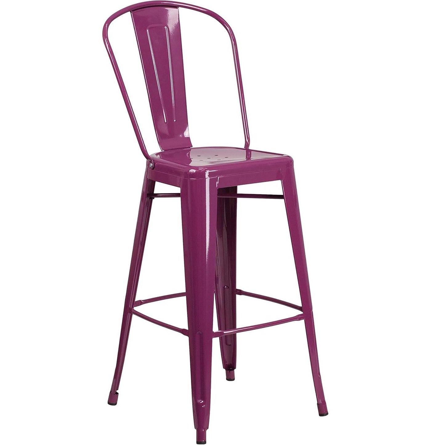 Blake 24 Industrial Style Bar Stool Chair Purple - Set of 4 - Modern Metal Counter Height