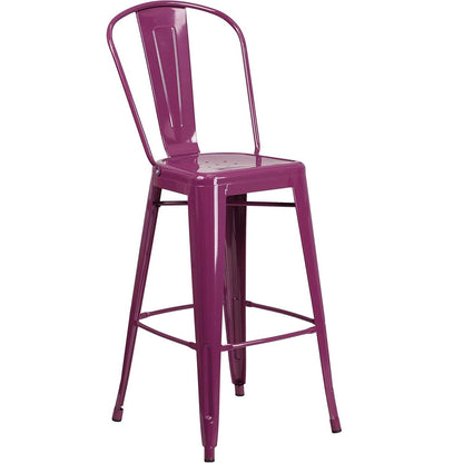 Blake 24 Industrial Style Bar Stool Chair Purple - Set of 4 - Modern Metal Counter Height
