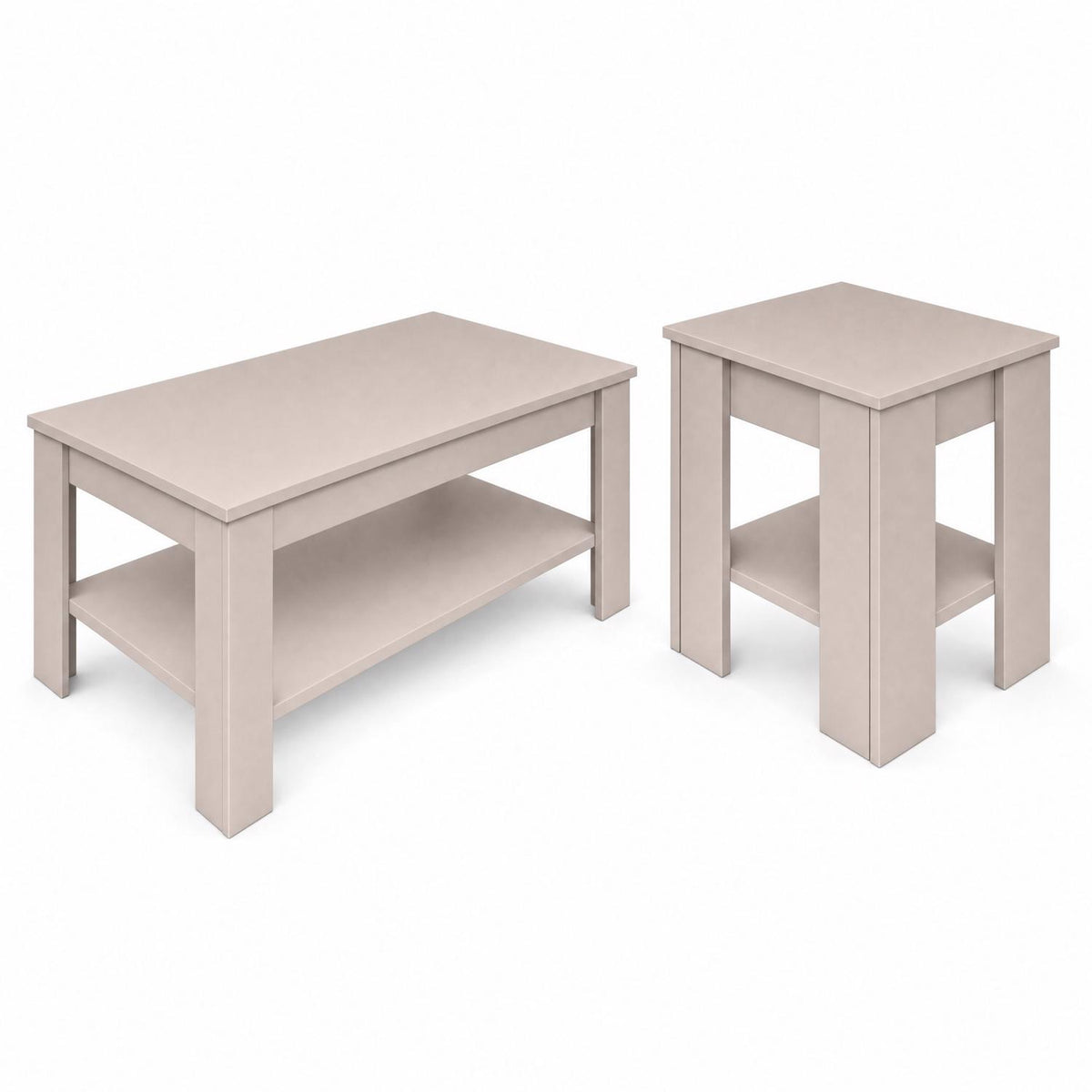 Promo Beige Coffee & Lamp Table Set