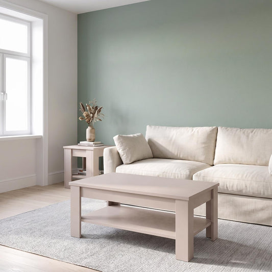Promo Beige Coffee & Lamp Table Set