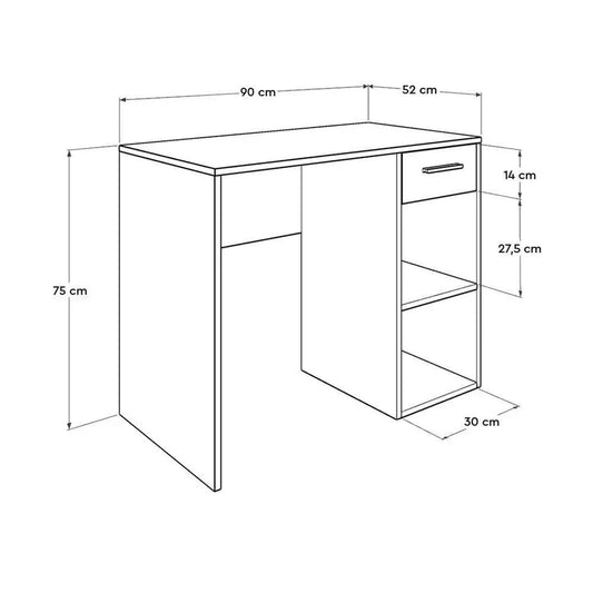 Adore Anthracite Grey Study Desk with Drawer & Shelves