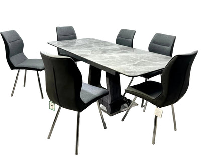 Zermatt Ceramic Extendable Dining Table 1.6m - 2m with 6 Zermatt Chairs