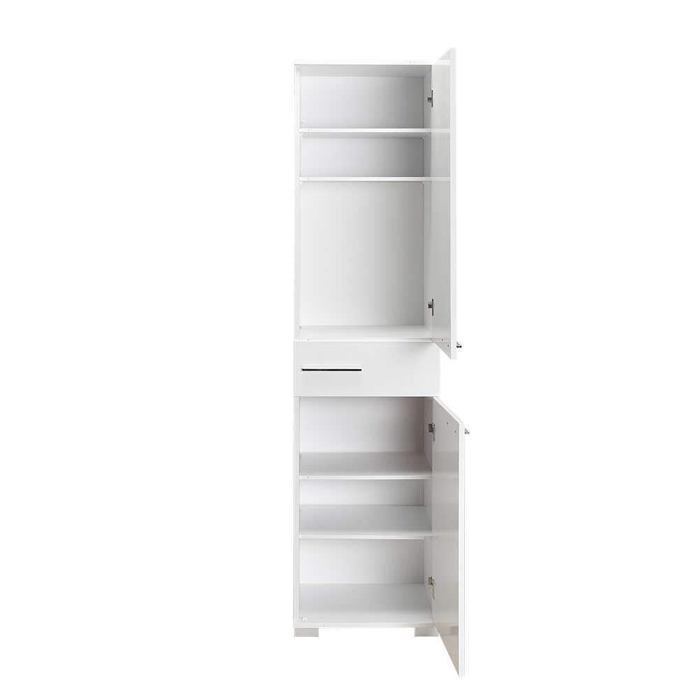 Adore White High Gloss 2 Door Storage Unit with Central Drawer - Multi-Purpose Cabinet