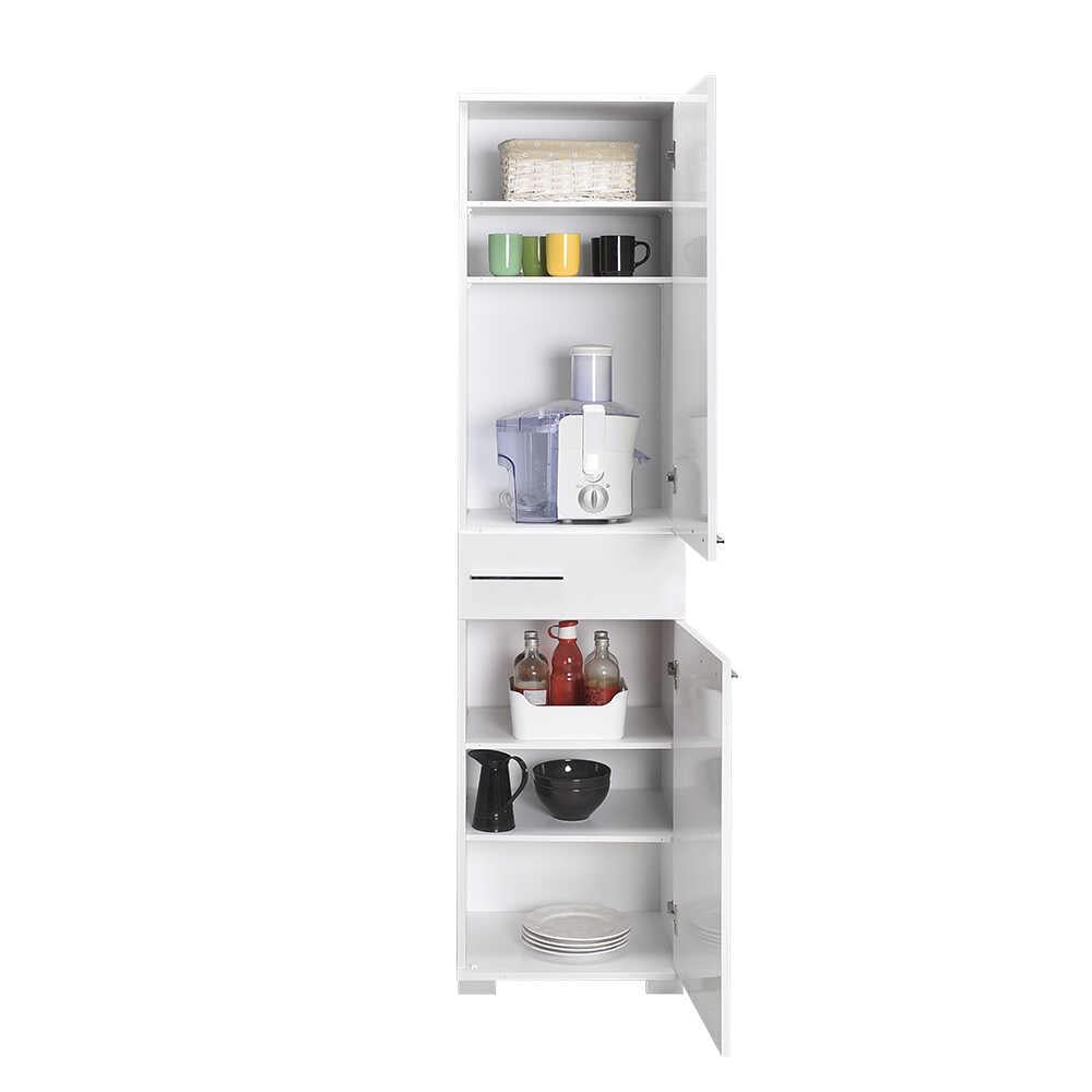 Adore White High Gloss 2 Door Storage Unit with Central Drawer - Multi-Purpose Cabinet