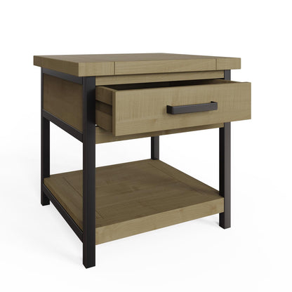 Lowry 1 Drawer Side Table Driftwood Lacquered Solid Reclaimed Pine
