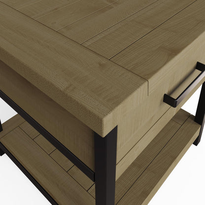 Lowry 1 Drawer Side Table Driftwood Lacquered Solid Reclaimed Pine