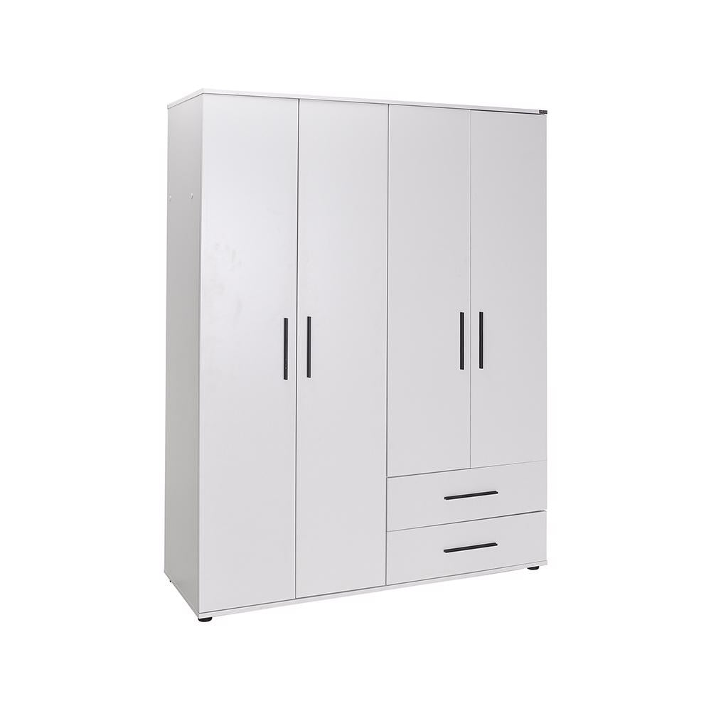 Adore Matt White 4 Door 2 Drawer Combi Wardrobe with Shelves
