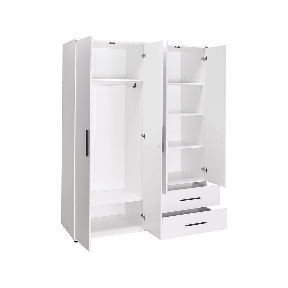 Adore Matt White 4 Door 2 Drawer Combi Wardrobe with Shelves