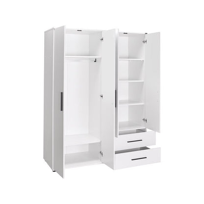 Adore Matt White 4 Door 2 Drawer Combi Wardrobe with Shelves