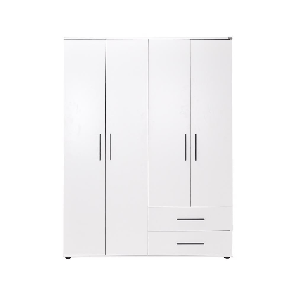 Adore Matt White 4 Door 2 Drawer Combi Wardrobe with Shelves