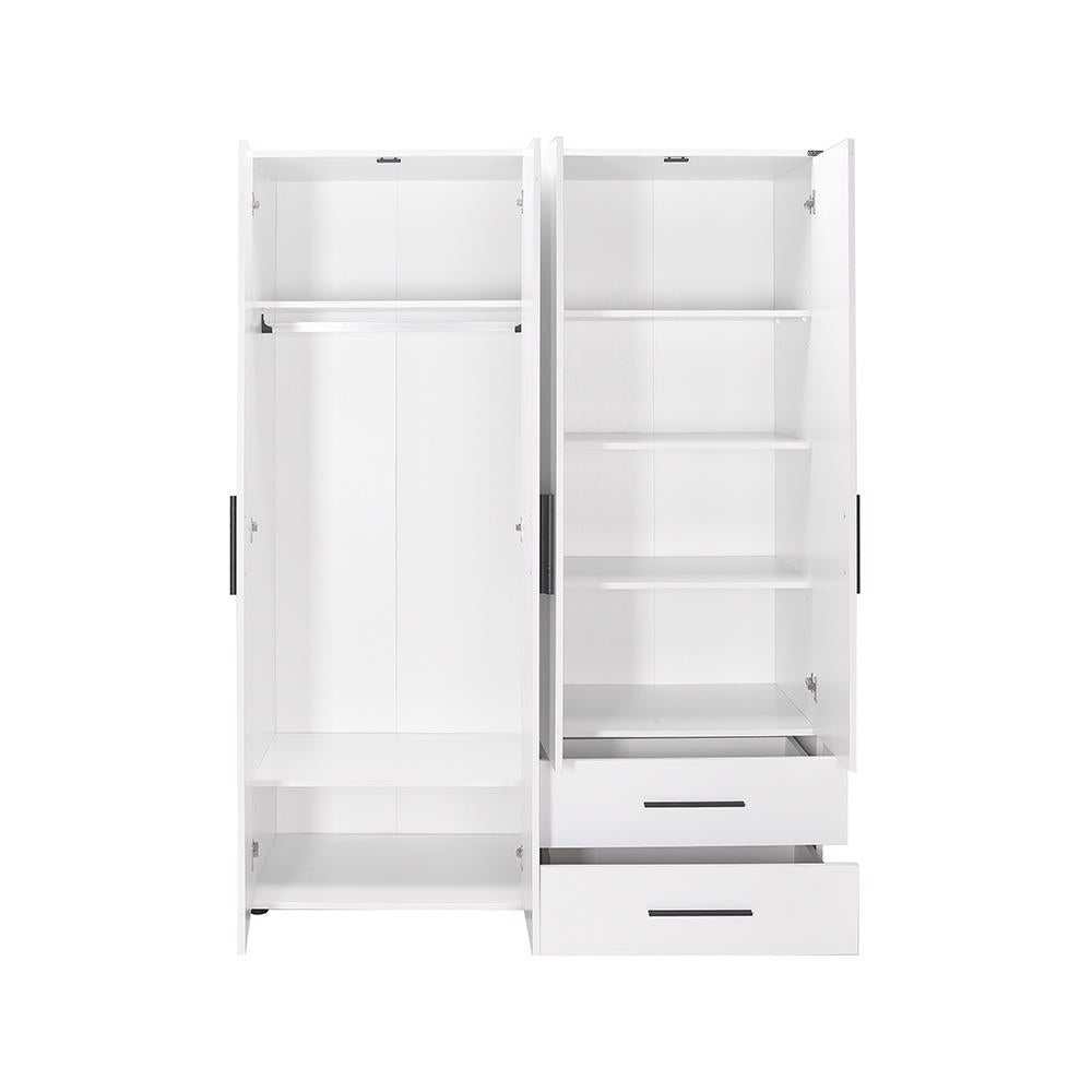 Adore Matt White 4 Door 2 Drawer Combi Wardrobe with Shelves