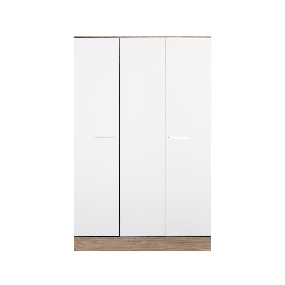 Adore Teen White & Oak 3 Door Wardrobe with Shelves