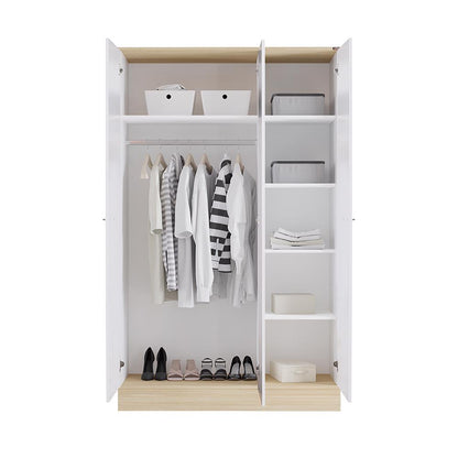 Adore Teen White & Oak 3 Door Wardrobe with Shelves
