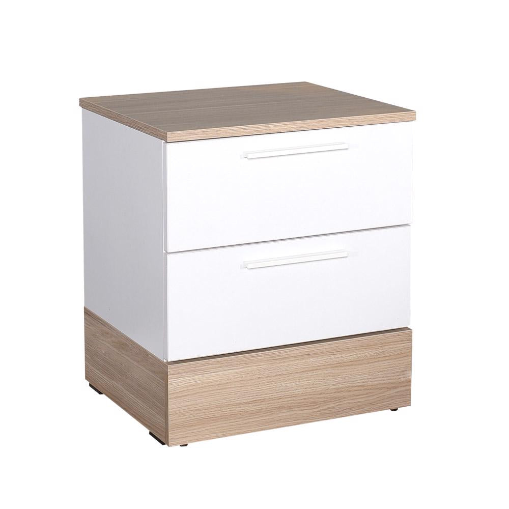 Adore Teen White & Oak 2 Drawer Bedside Table Nightstand