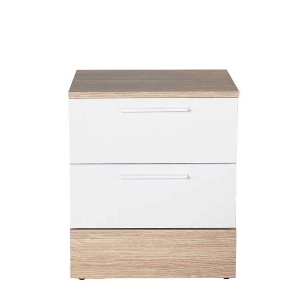 Adore Teen White & Oak 2 Drawer Bedside Table Nightstand
