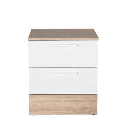 Adore Teen White & Oak 2 Drawer Bedside Table Nightstand