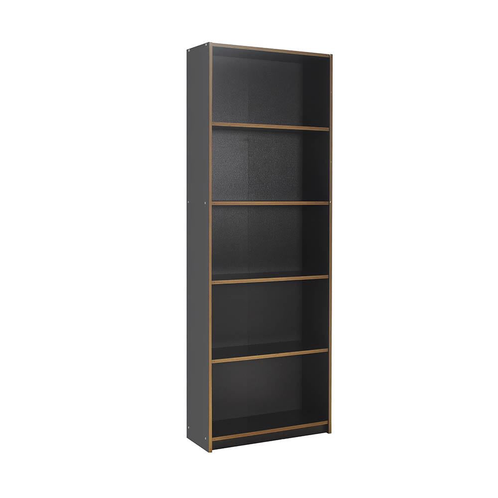 Adore Anthracite Grey Tall 5 Tier Bookcase Shelving Unit