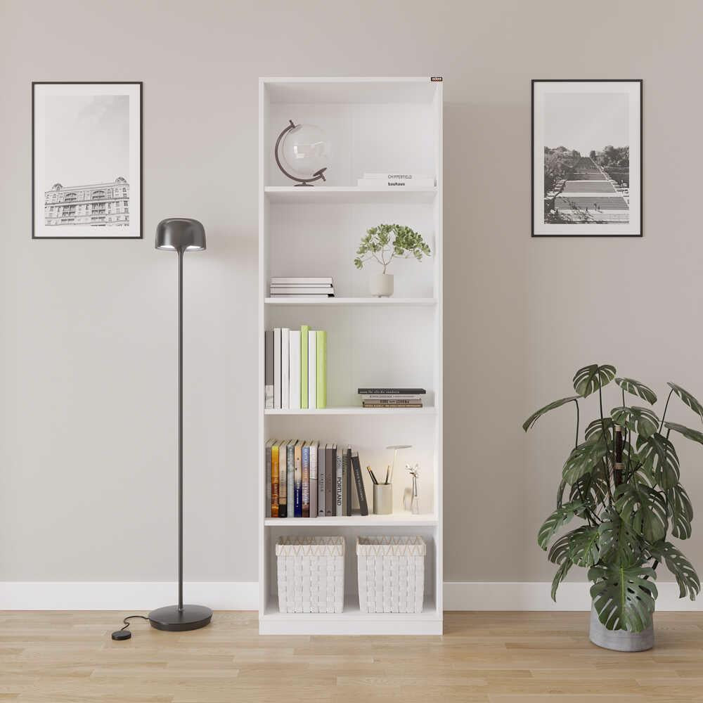 Adore Matt White 5 Tier Bookcase Shelving Unit
