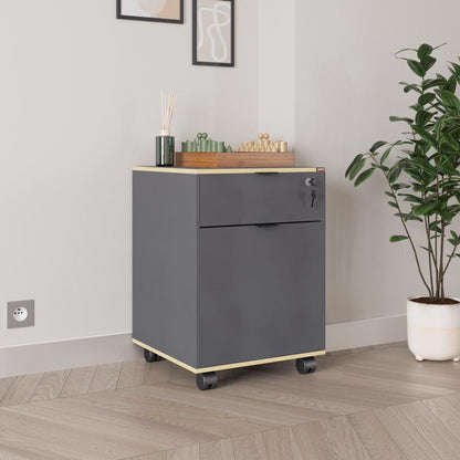 Adore Rio Anthracite Grey Mobile Office Storage Cart With Lockable Drawer