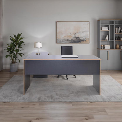 Adore Rio Anthracite Grey Corner Desk with Oak Trim - Large Reversible Office Desk