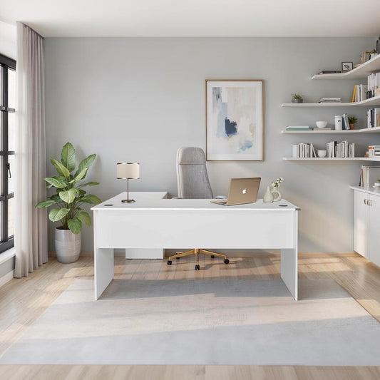Adore Rio Matt White Corner Desk - Large Reversible Office Desk