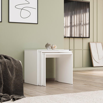 Adore Florida Matt White Nest of 3 Tables - Space-Saving Side Tables