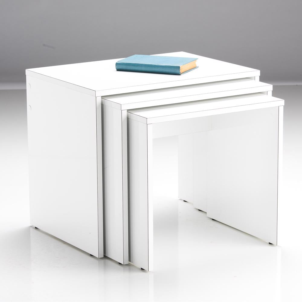 Adore Florida Matt White Nest of 3 Tables - Space-Saving Side Tables