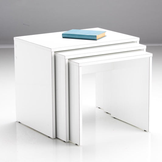 Adore Florida Matt White Nest of 3 Tables - Space-Saving Side Tables