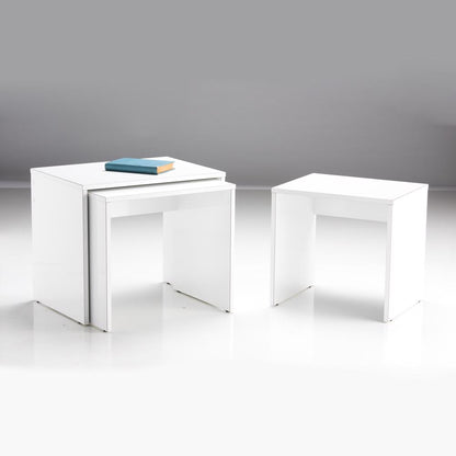Adore Florida Matt White Nest of 3 Tables - Space-Saving Side Tables