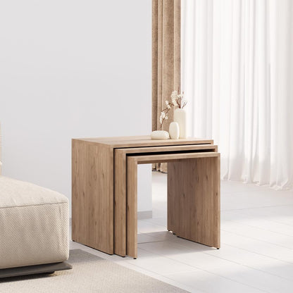 Adore Florida Oak Effect Nest of 3 Tables - Space-Saving Side Tables